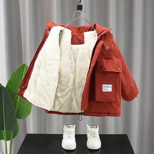 男童秋冬装棉衣外套加绒加厚2025新款痞帅派克服儿童冬季炸街棉服
