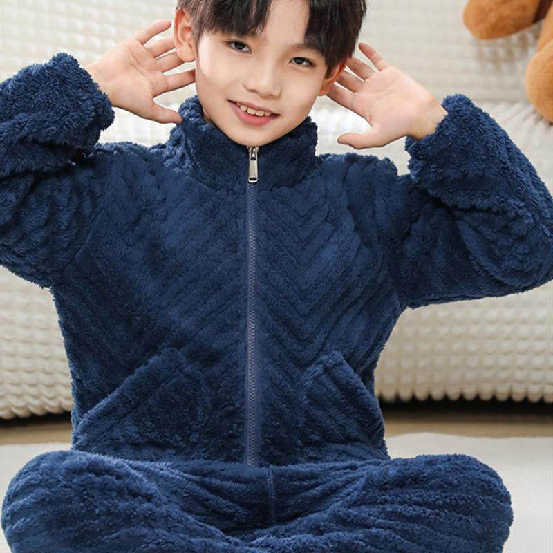 儿童睡衣男童秋冬季珊瑚绒加厚冬款法兰绒女孩大童2025新款家居服