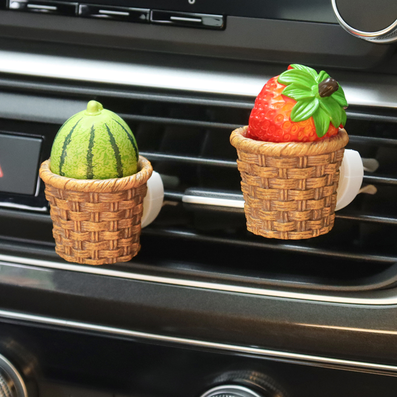 汽车香水香薰出风口竹筐水果