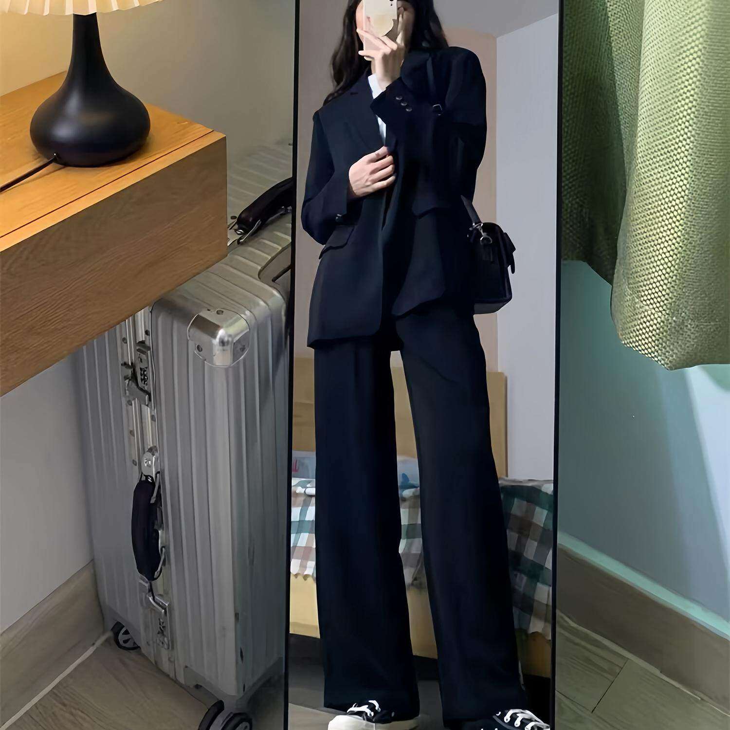 黑色西装套装女2026春秋新款女装休闲时尚职业西服正装大学生面试