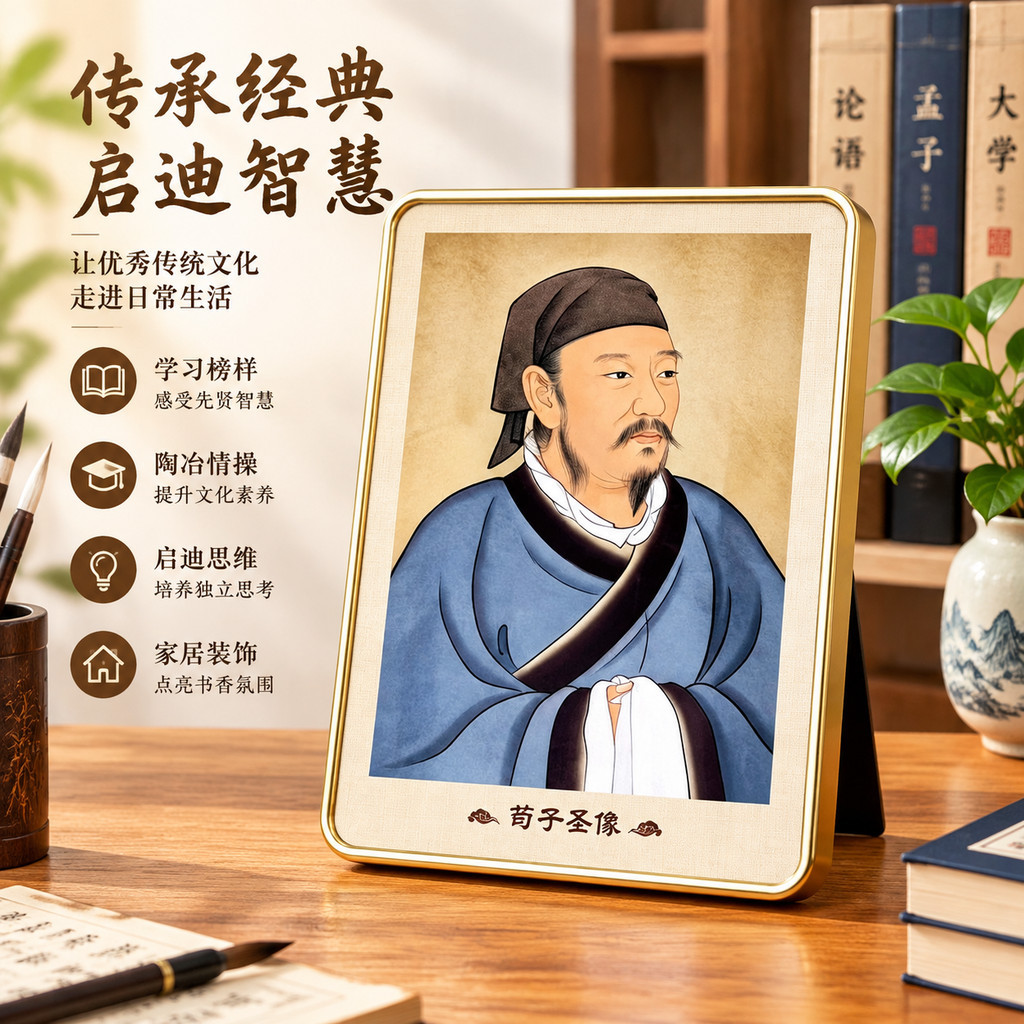 荀子像摆件荀子桌面摆件孔子像摆件戒酒学生励志装饰画孔圣人相框