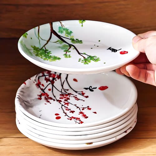 圆形骨碟密胺零食瓜子家用餐桌