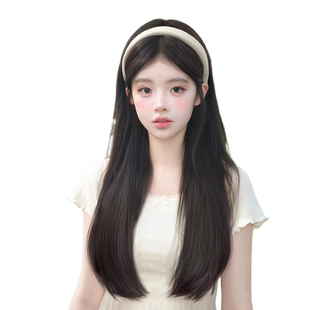 发箍假发一体女秋季新款增发量高颅顶微卷长卷发仿真发假发全头套