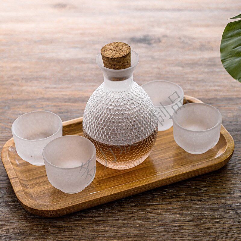 日式清酒壶锤纹玻璃杯少女梅酒杯果酒杯白酒小酒杯米酒清酒酒具_虎窝淘