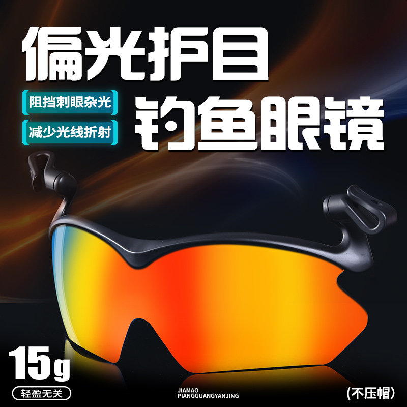 夹帽偏光镜旋转可调钓鱼眼镜太阳镜防紫外线骑行户外遮阳帽子墨镜
