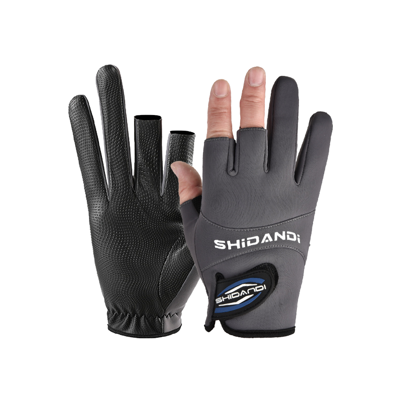 冬季钓鱼手套露三指防寒防冻