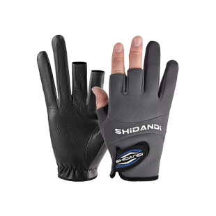 冬季钓鱼手套路亚专用防水防刺加绒防寒冬钓冰钓男士露三指手套