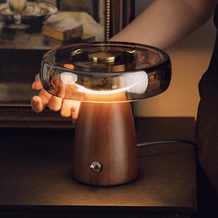 handsome创意蘑菇灯摆件充电小夜灯卧室简约家居氛围灯乔迁礼物