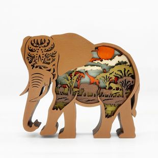 北美森林动物家居桌面摆件木制雕刻工艺礼品北美天然大象创意礼物