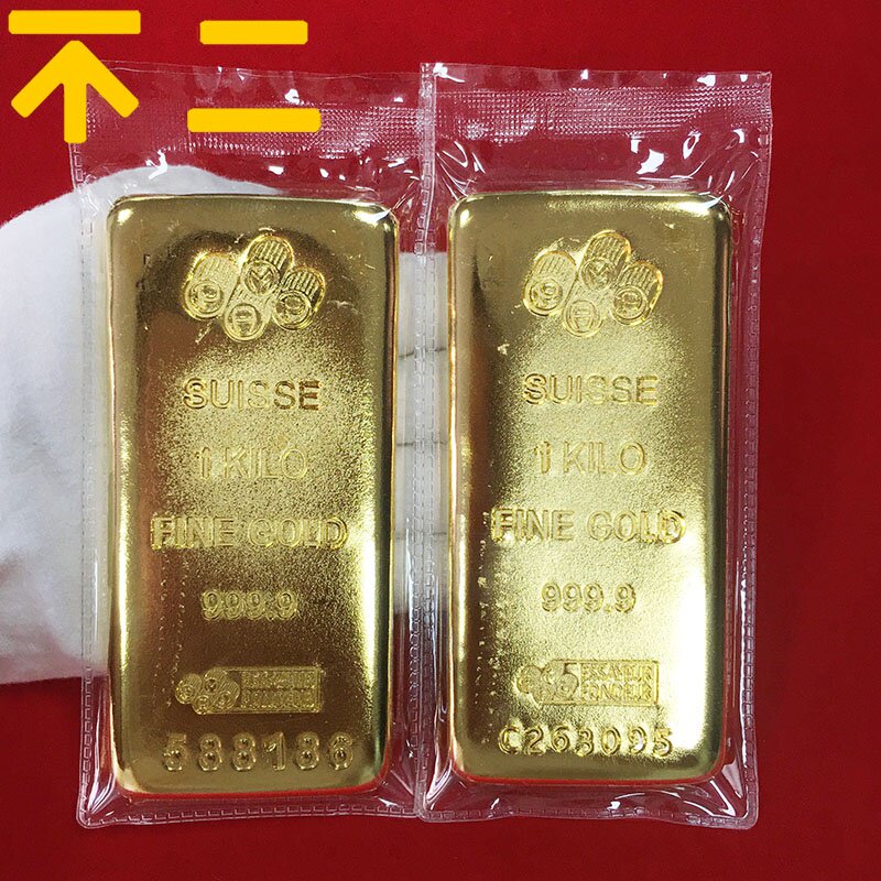 仿真金条瑞士金1000克实心金砖纯铜镀金银行金店样品家居桌面摆饰