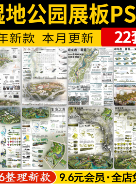 2026竞赛风生态滨水湿地公园改造景观设计PS展板PSD分层素材模板