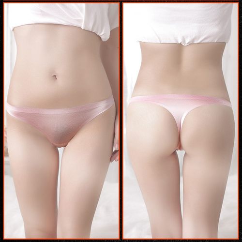 超薄冰丝三角裤运动健身丁字裤女一片式透明性感低腰无痕女士T裤