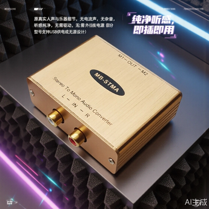 立体声转单声道转换器便携式即插即用无杂音USBR无需供电纯净听感
