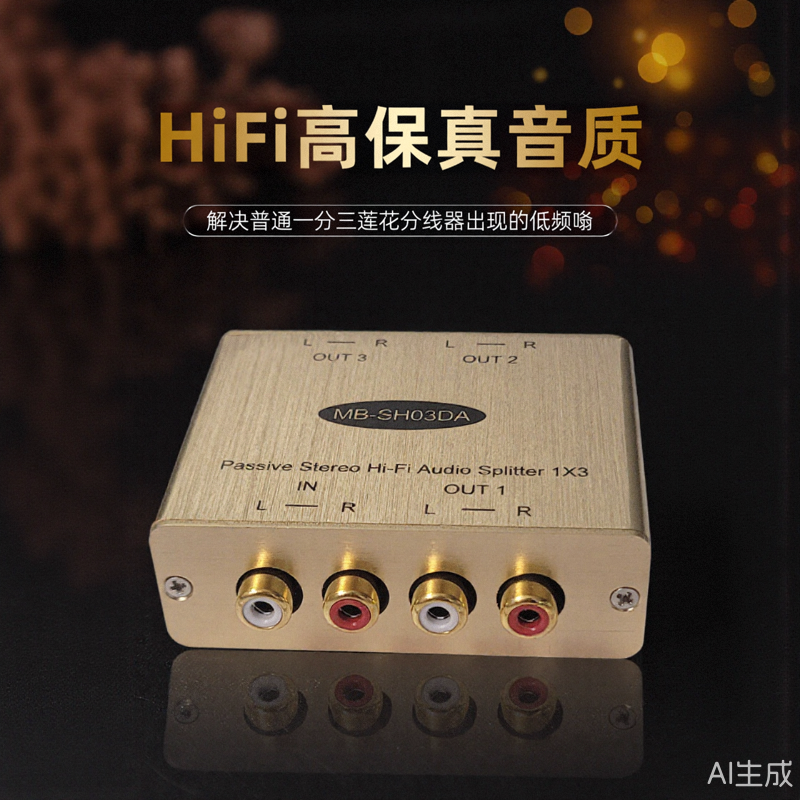 发烧低频三路HiFi音频分配器1分3莲花分频器立体声高保真音响配件