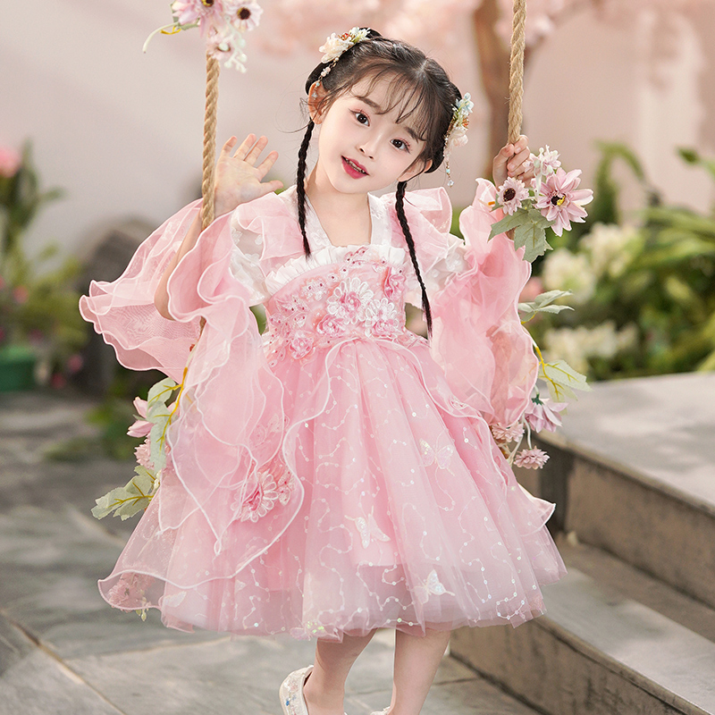 女童春装连衣裙2025新款儿童绝美公主裙小女孩春季国风汉服裙子女