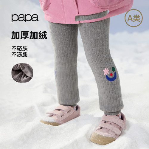 papa冬季加绒加厚保暖连裤袜