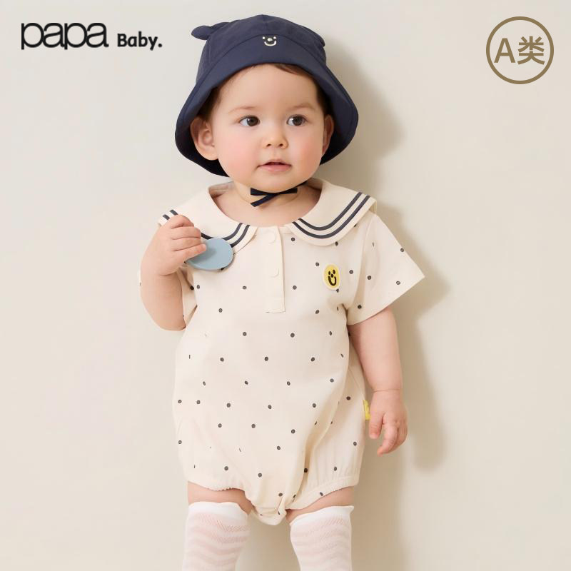 papa爬爬夏季宝宝爬服男女宝纯棉图片