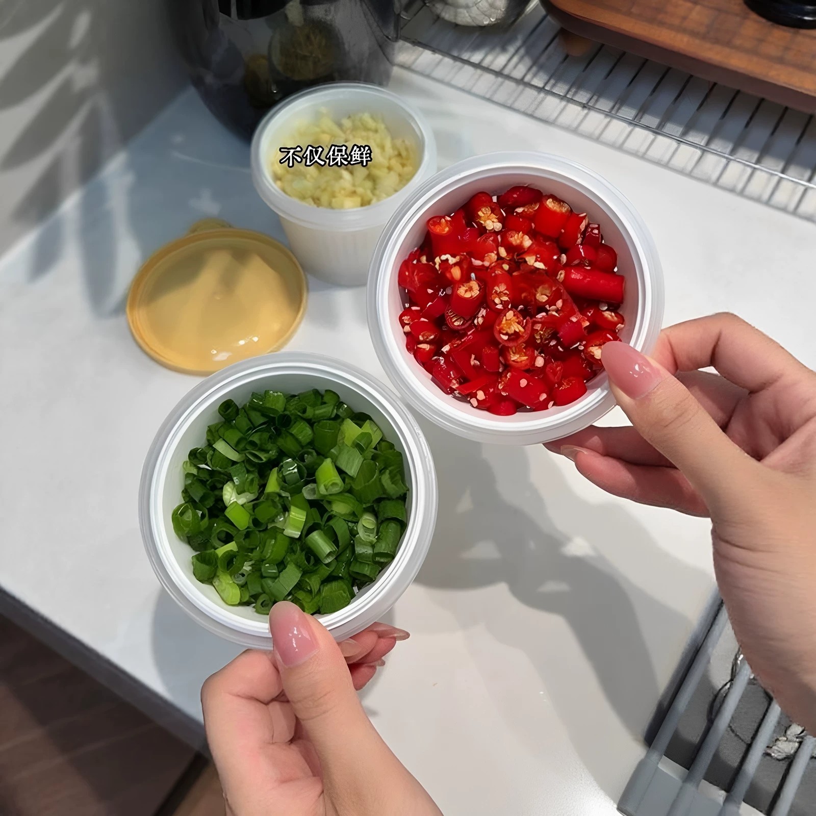 葱姜蒜冷冻盒厨房备菜沥水收纳盒食品级分装冷冻冰箱保鲜密封盒子