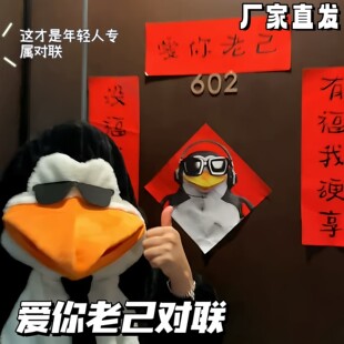 新年抽象爱你老己搞笑对联新款宿舍房间学生卧室装饰过年春联门帘