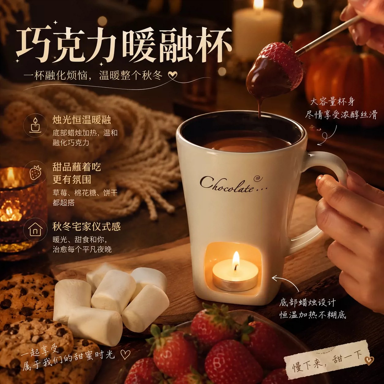 陶瓷微波可热巧克力马克杯