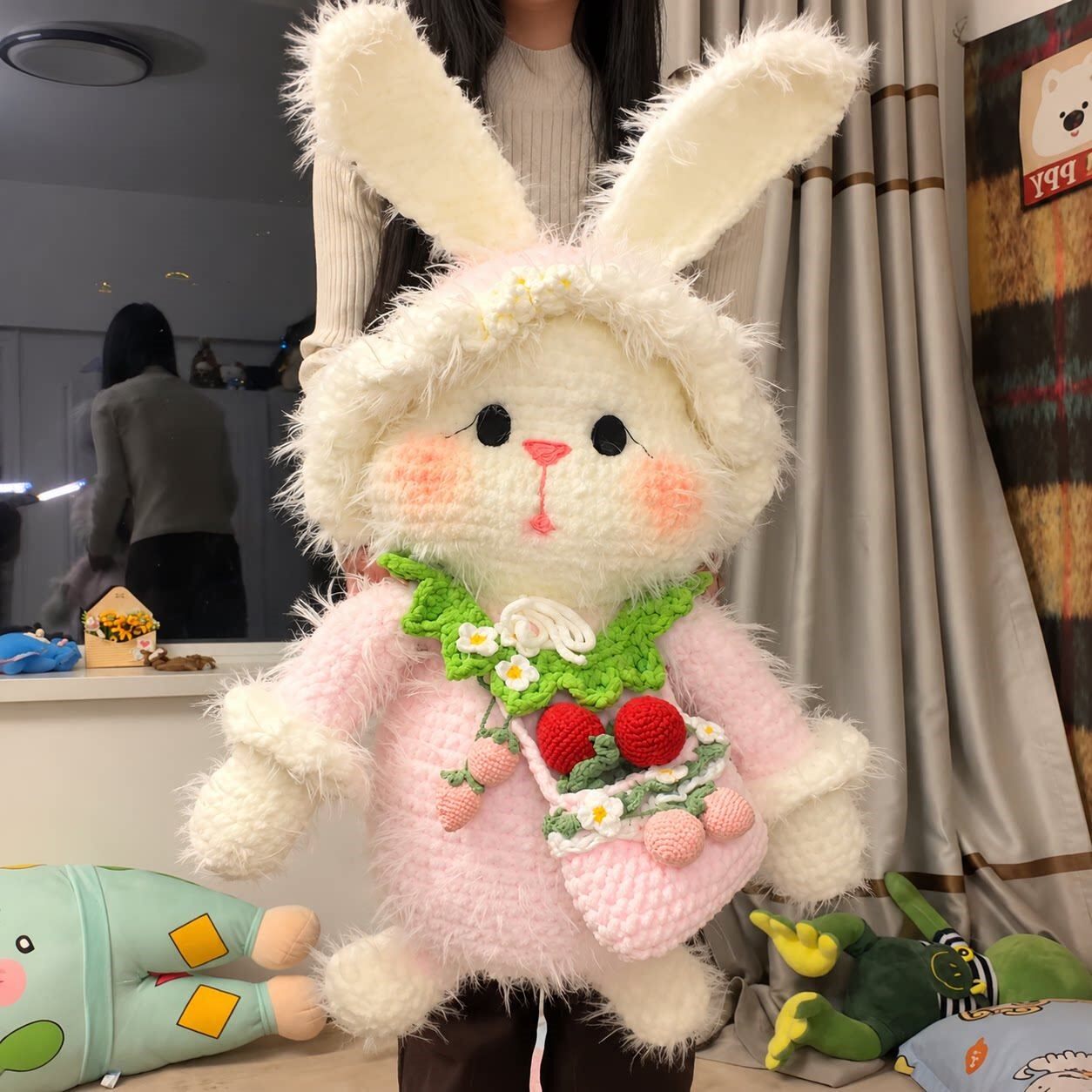 超大号糖糖兔仿貂毛线DIY材料包