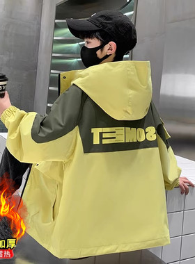 男童外套加绒加厚秋冬款派克服