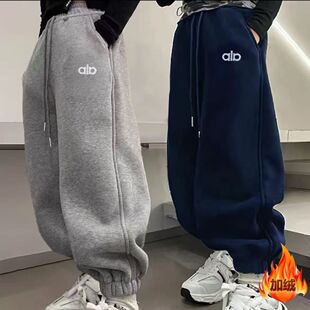 男女童裤子秋冬季儿童休闲卫裤中大童运动时尚洋气加绒长裤羊羔绒