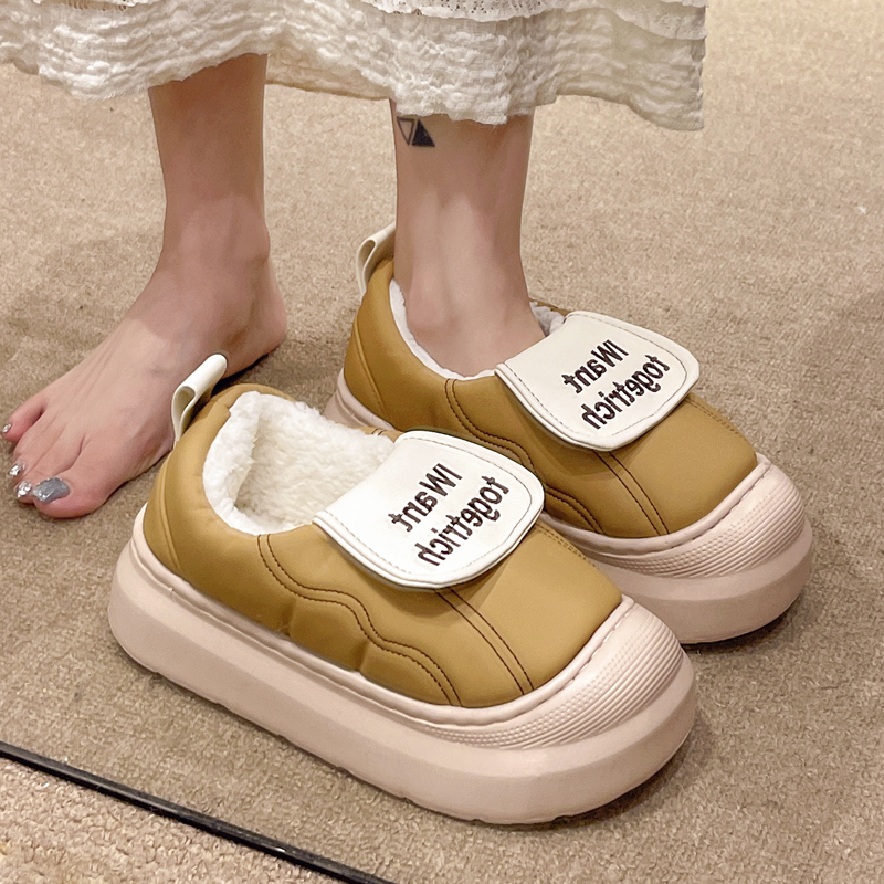 网红棉拖鞋女24新款冬季室内家居保暖加绒厚底外穿防水皮棉鞋女款