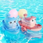 儿童戏水玩具轮船宝宝浴室洗澡玩具游泳发条小船澡盆漂浮水上玩具