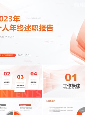 【PPT-025】15页橙色简约工作汇报年终总结可编辑竞聘报告PPT模板