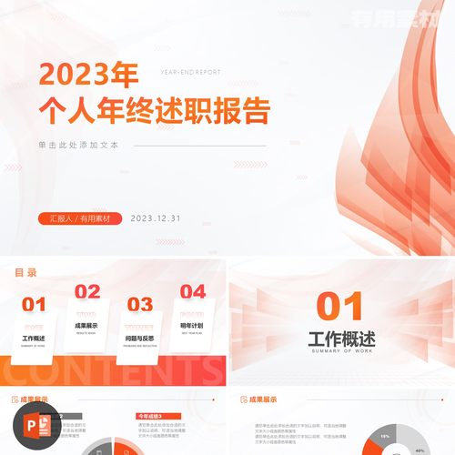【PPT-025】15页橙色简约工作汇报年终总结可编辑竞聘报告PPT模板