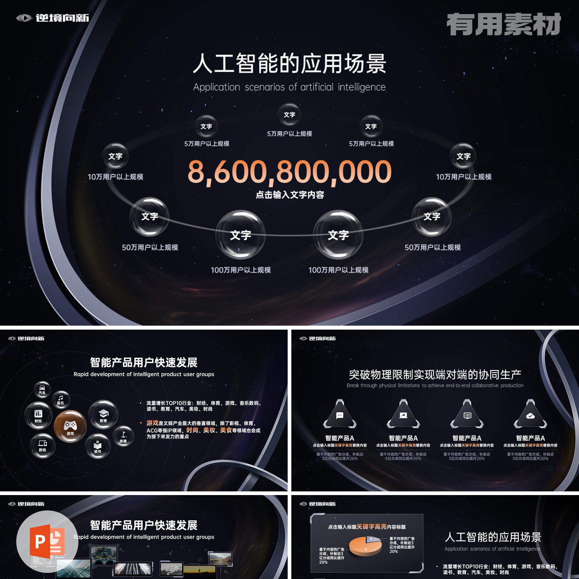【PPT-099】20页科技类星空未来科幻主题风格峰会发布会PPT模板