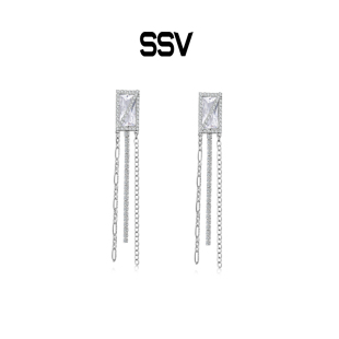 系列幾何方形鋯石流蘇耳釘女高級感 耳夾無耳洞輕奢小眾 經典 SSV