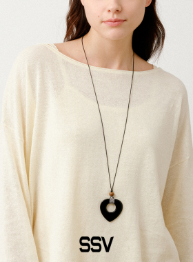 SSV敦煌系列镂空大爱心玛瑙蜡绳长项链 女气质轻奢百搭秋冬毛衣链