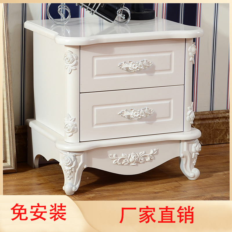 欧式床头柜卧室简约雕花带锁