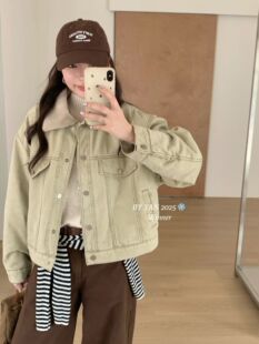 派克服棉服爆款 美式 2024新款 羊羔毛拼接加绒加厚牛仔外套女冬季