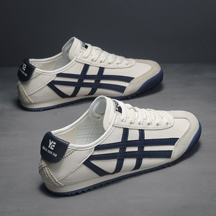 子男士 百搭休闲运动一脚蹬懒人潮鞋 帆布皮面鬼冢阿甘2025冬季 男鞋