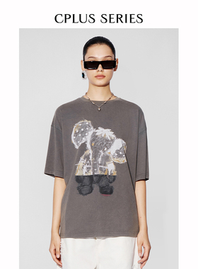 【CPLUS SERIES】水洗做旧趣味印花图案T恤