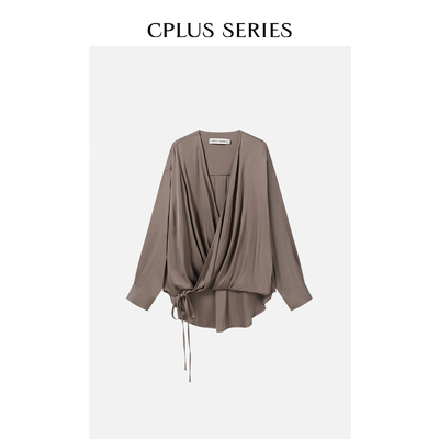 [新品]CPlus Series真丝交叠褶皱垂坠上衣