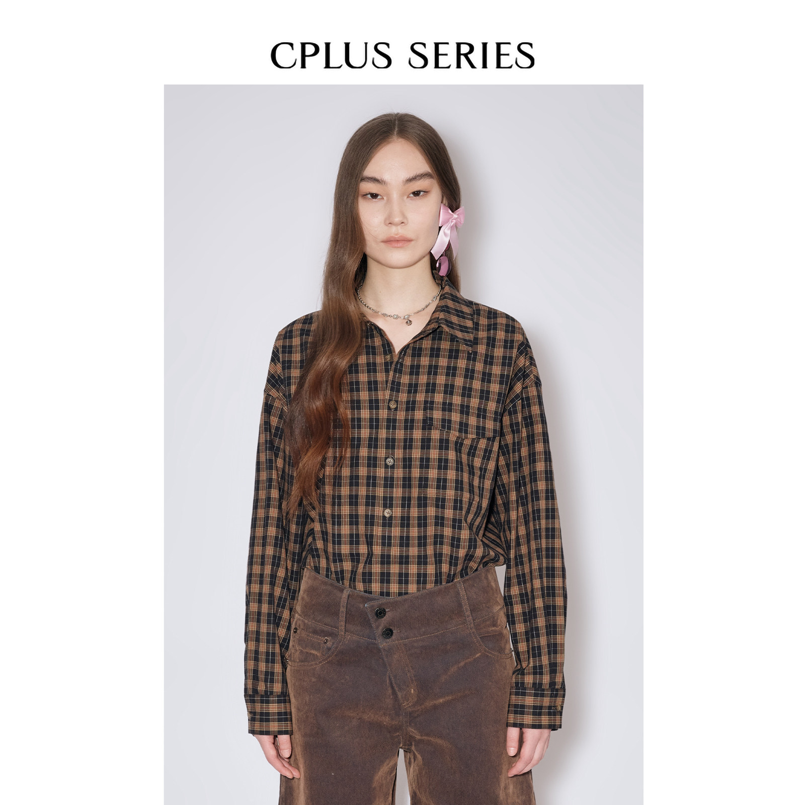 秋冬新品【CPLUS SERIES】小型格纹长袖衬衣