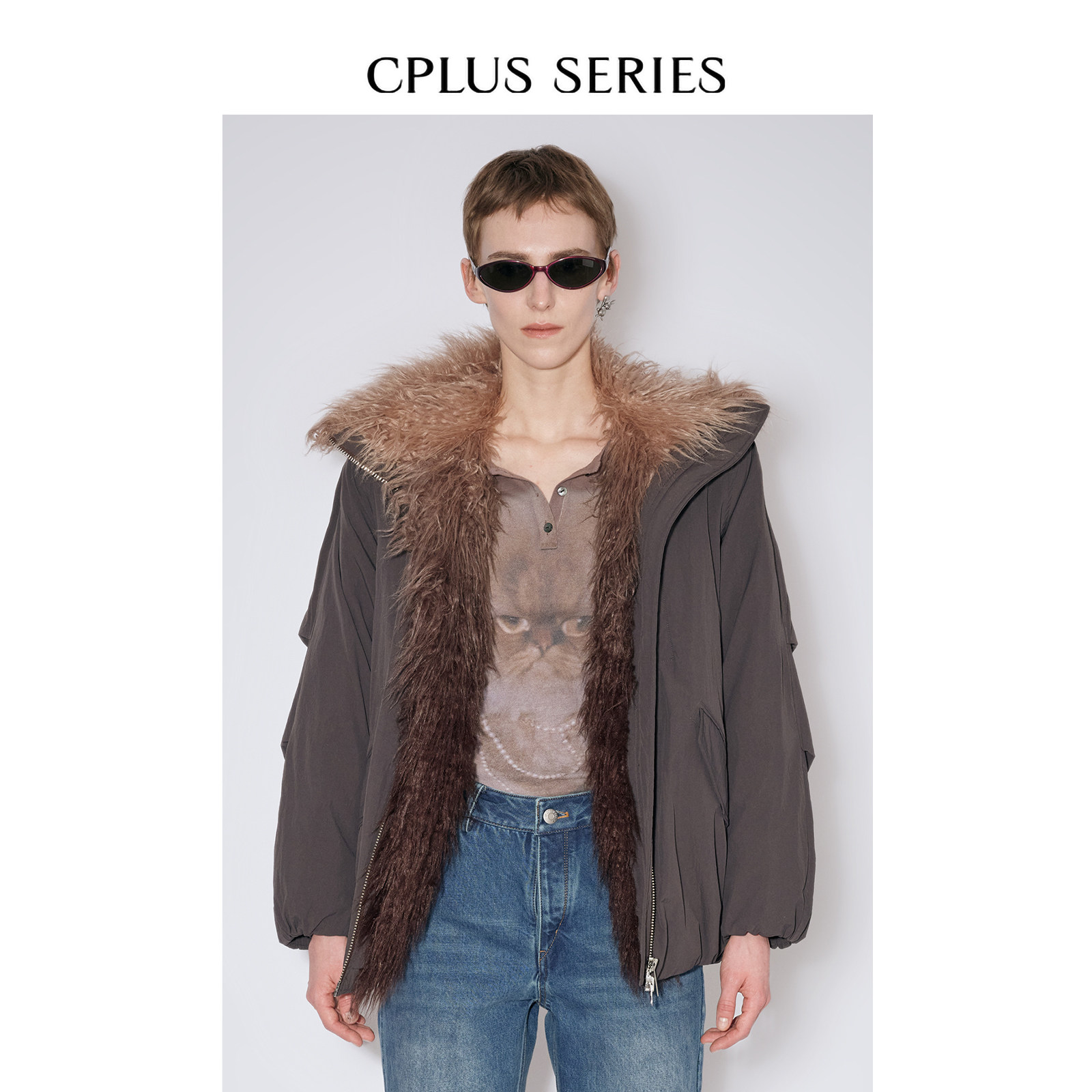 秋冬新品【CPLUS SERIES】毛绒大翻领飞行员夹克