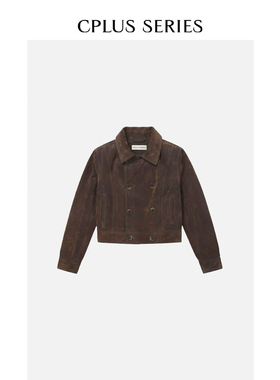 秋冬新品【CPLUS SERIES】立领双排扣植绒做旧夹克外套