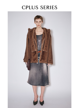 秋冬新品ivy吕颖博主同款【CPLUS SERIES】缎面腰链印花连衣裙