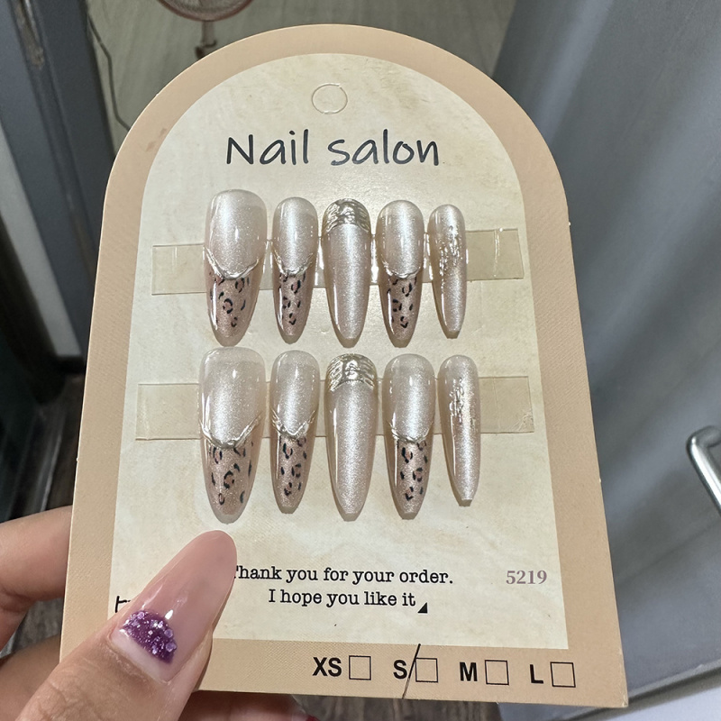 纯手工鎏金穿戴甲猫眼美甲贴片