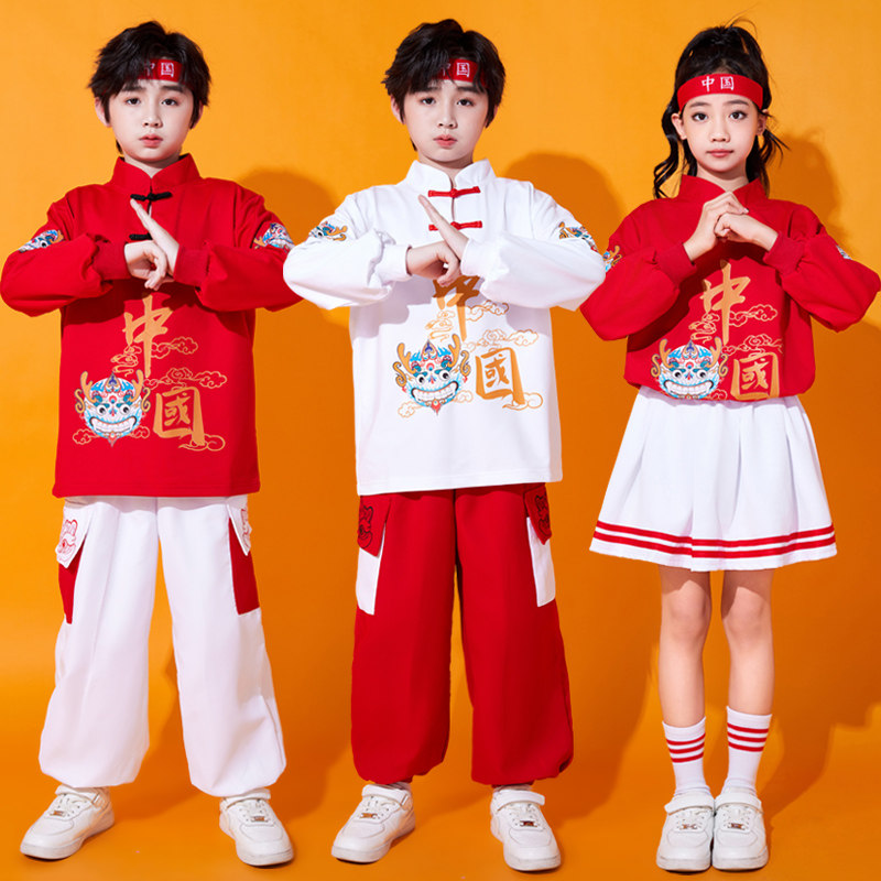 秋季儿童汉服女童中国风幼儿舞蹈服小学生运动会表演出服装啦啦队