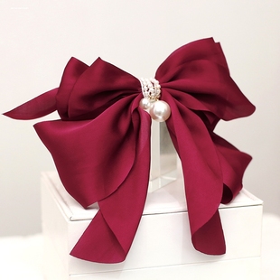 韩式新娘头饰红色复古夸张大蝴蝶结发夹少女绑发发带新年装饰配饰