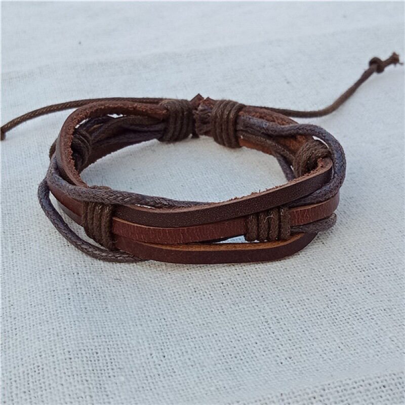 28款棕色编织牛皮学生手链 男女情侣款欧美棉麻手绳首饰礼品