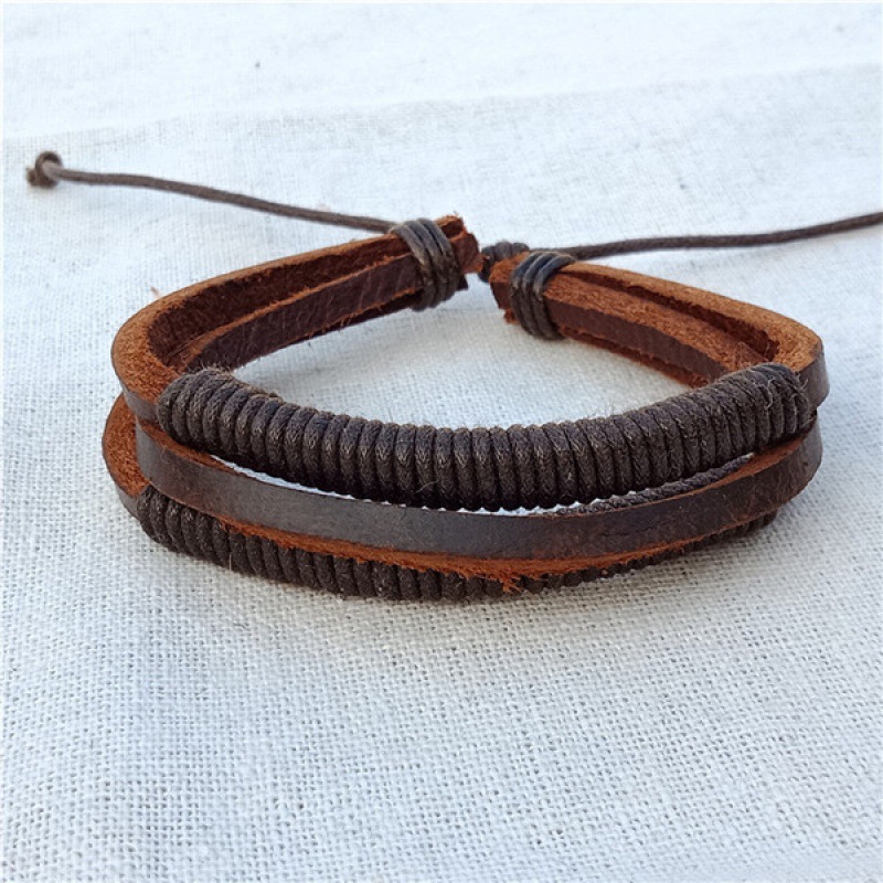 手链潮绳编织皮男手环手男士个性礼物皮革西域风情侣复古百搭手带