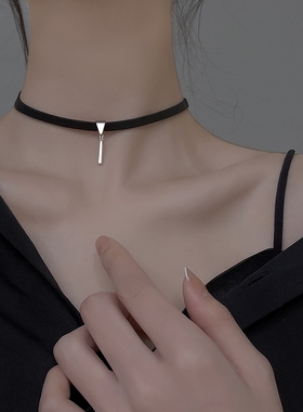 choker黑皮绳项圈项链女