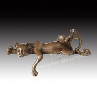 铜雕睡懒猫AL411酒店书房办公室样品房家居室内摆件工艺礼品 包邮